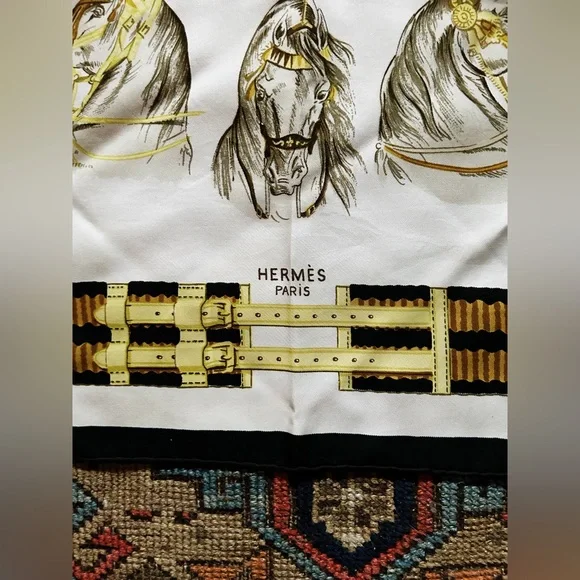 RARE Hermès Scarf 90 Vintage “Panache et Fantaisie” Carré 90 x 90 cm Circa 1959 - Picture 3 of 7